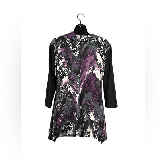 Frank Lyman Design, Chic Designer Tunic, Size 10, Black, White, Purple - Picture 7 of 9